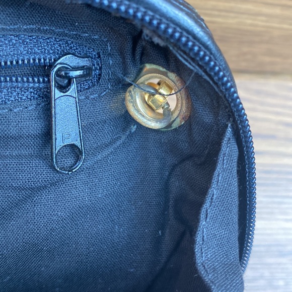 BLACK LEATHER WOVEN CROSSBODY  (GOLD CHAIN STRAP) - Picture 5 of 12